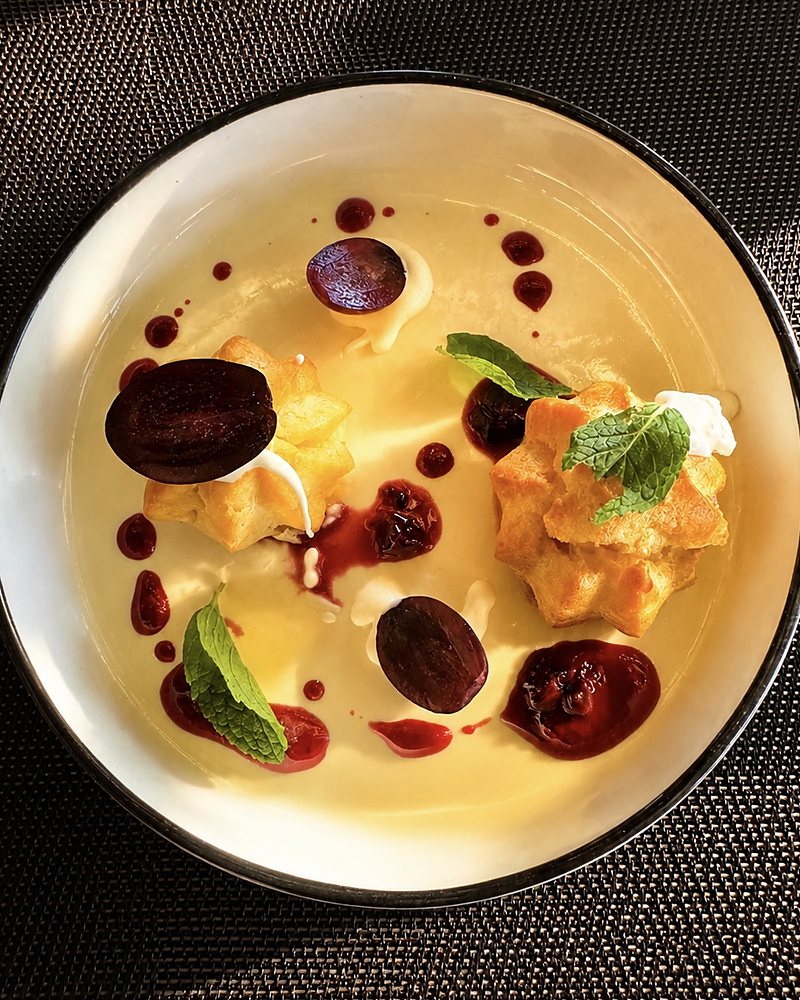 Postre de autor del restaurante de Olmué Natura, en el Valle de Olmué